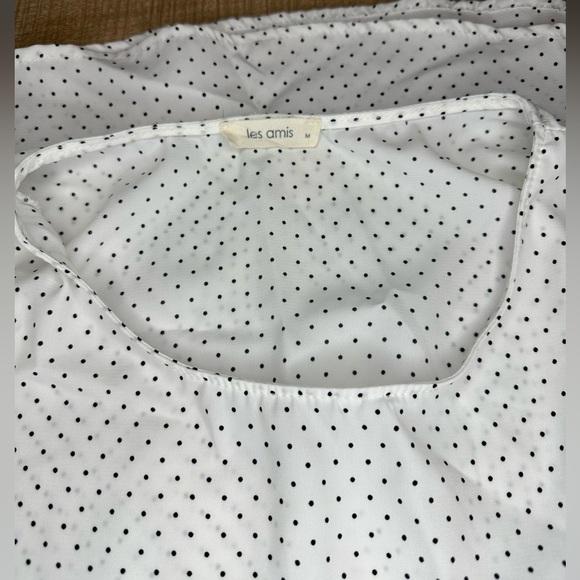 LES AMIS | BLACK & WHITE POLKA DOT BLOUSE W BOW TIE SLEEVES - Picture 3 of 6